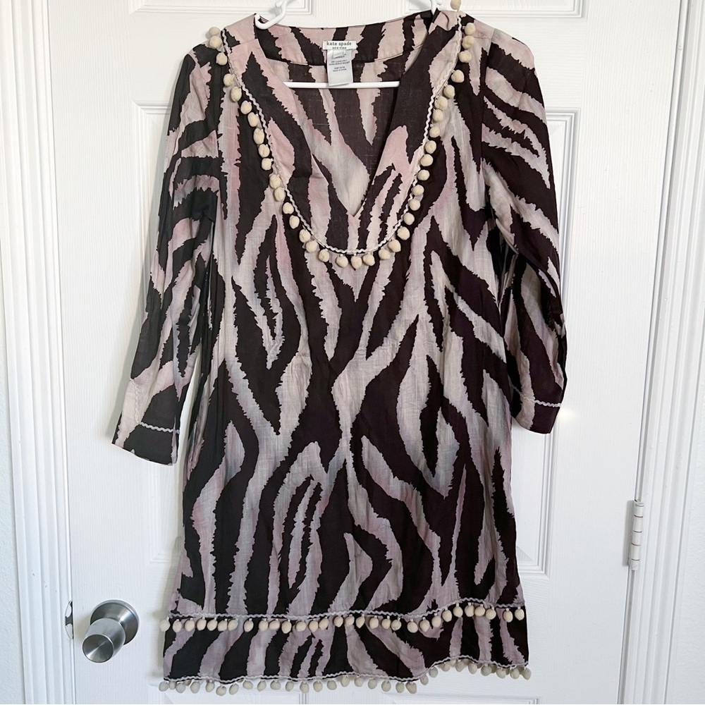 Kate Spade | Brown Dress Cover Up Pom Pom Trim
